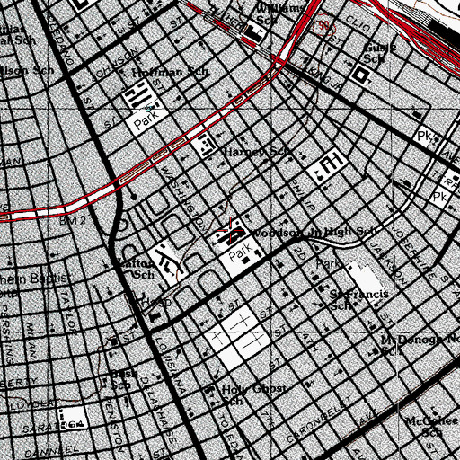 Topographic Map of KIPP Central City Academy School, LA