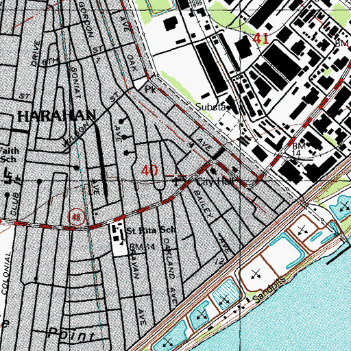 Topographic Map of Harahan Elementary School, LA