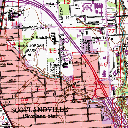 Topographic Map of Harding Elementary School (historical), LA