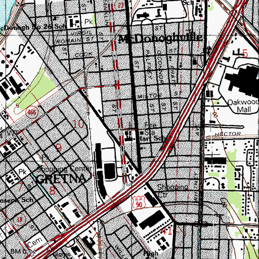 Topographic Map of William Hart Elementary School, LA