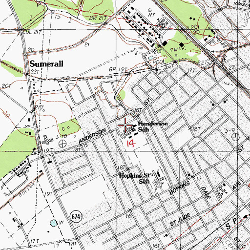 Topographic Map of Anderson Middle School, LA