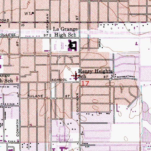 Topographic Map of Henry Heights Elementary School, LA