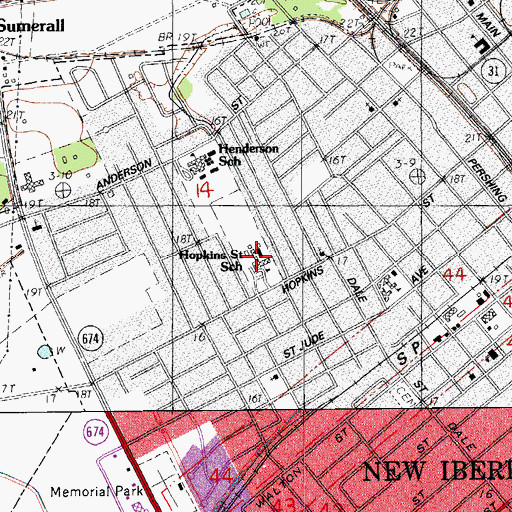 Topographic Map of Hopkins Street Elementary School, LA