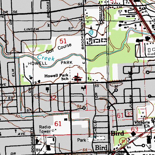 Topographic Map of Howell Park Elementary School, LA