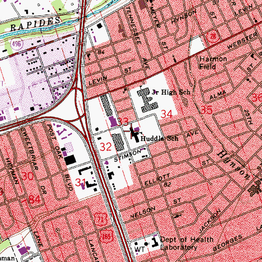 Topographic Map of D F Huddle Elementary School, LA