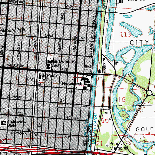 Topographic Map of Edward Hynes Charter School, LA