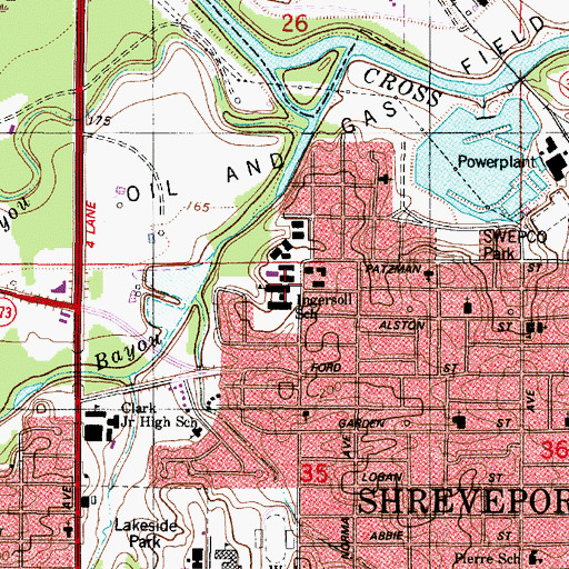Topographic Map of Ingersoll Elementary School, LA