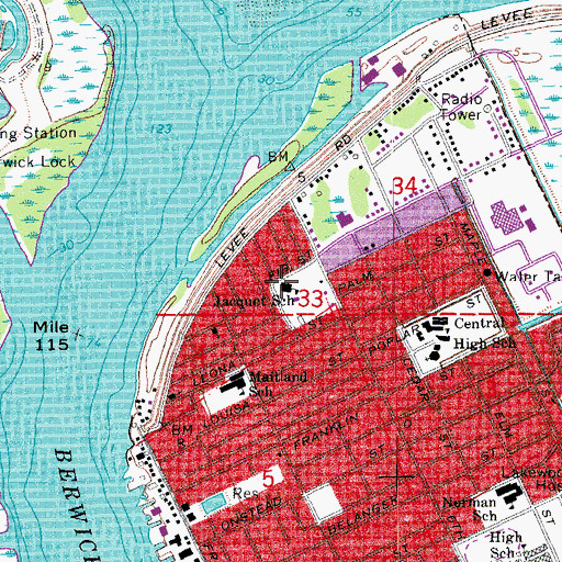 Topographic Map of Morgan City Adult Education Learning Center, LA