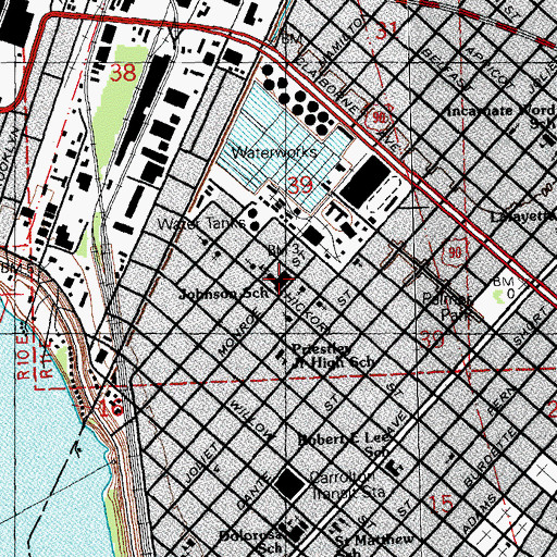 Topographic Map of James Weldon Johnson School, LA
