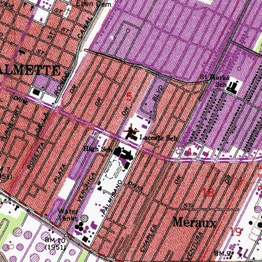 Topographic Map of Lacoste Elementary School (historical), LA