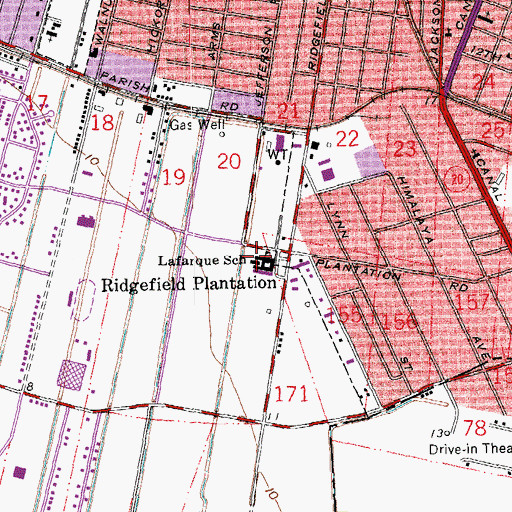 Topographic Map of W.S. LAFARGUE ELEMENTARY SCHOOL, LA