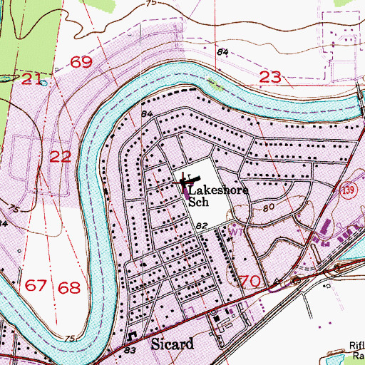Topographic Map of Lakeshore Elementary School, LA