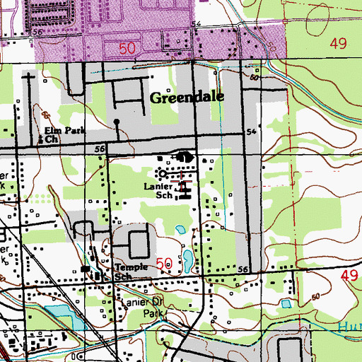 Topographic Map of Lanier Elementary School, LA