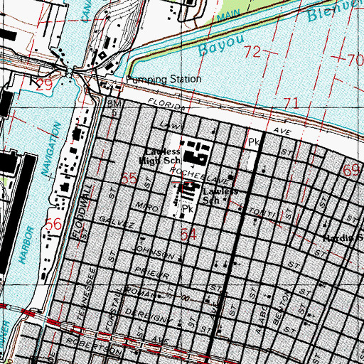 Topographic Map of Alfred Lawless Elementary School, LA