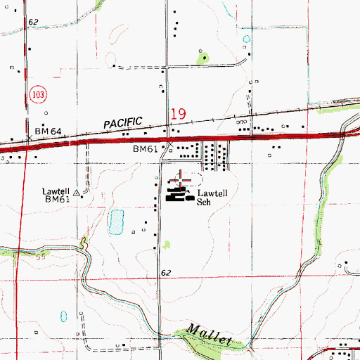 Topographic Map of Lawtell High School, LA