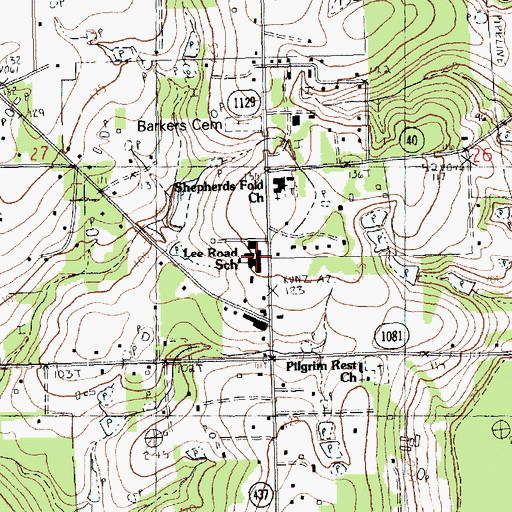 Topographic Map of Lee Road Junior High School, LA