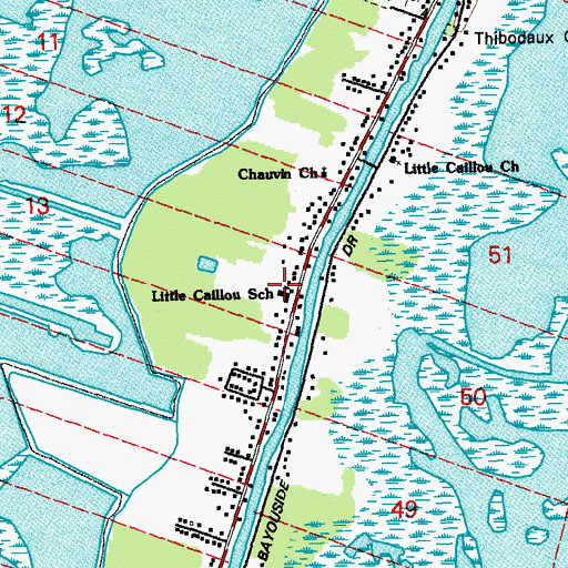 Topographic Map of Little Caillou Elementary School, LA