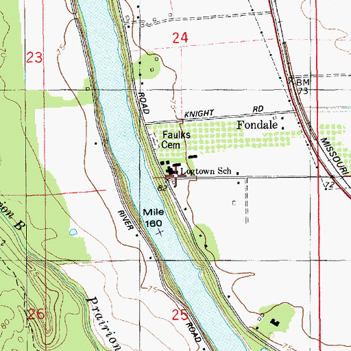 Topographic Map of Logtown Elementary School, LA