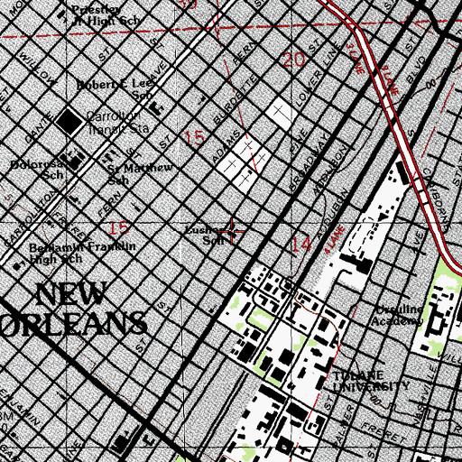 Topographic Map of Lusher Charter School Willow Campus, LA