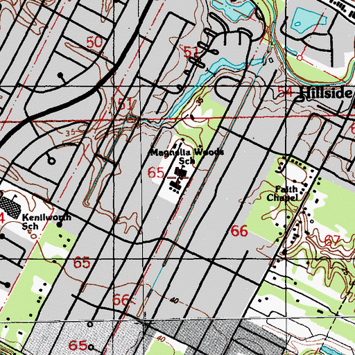 Topographic Map of Magnolia Woods Elementary School, LA