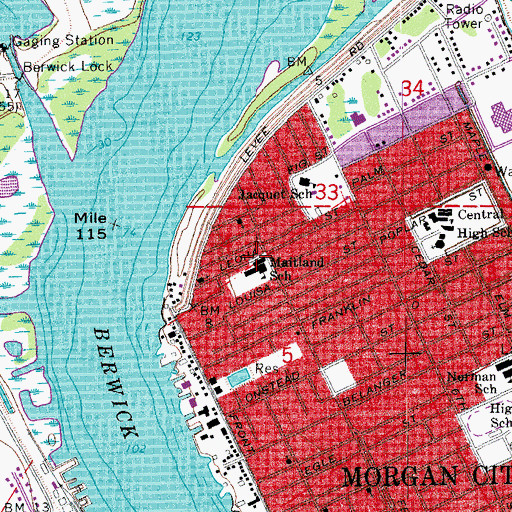 Topographic Map of Julia B Maitland School, LA