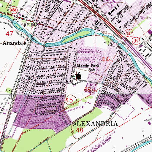 Topographic Map of Martin Park Elementary School, LA