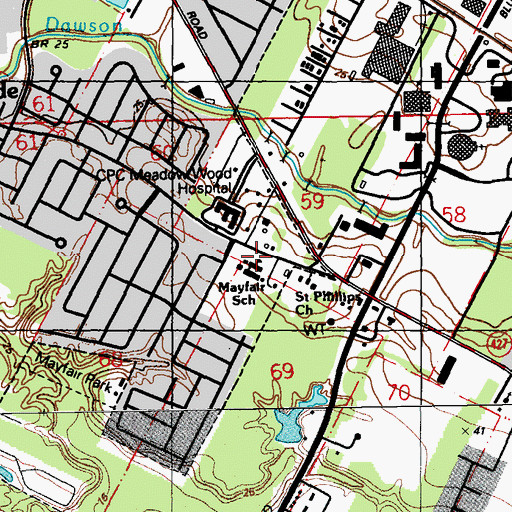 Topographic Map of Mayfair Center, LA