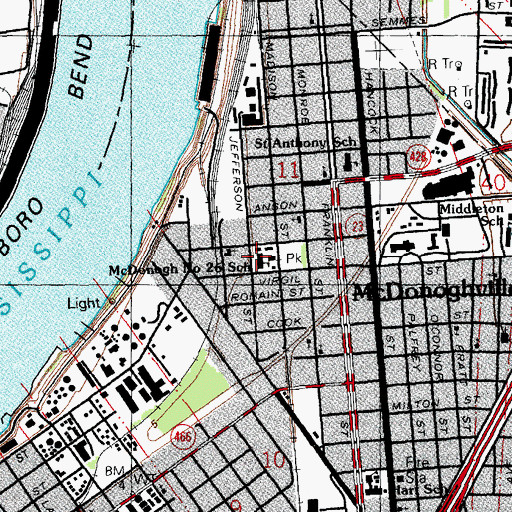 Topographic Map of McDonogh 26 Elementary School, LA
