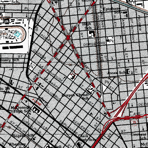 Topographic Map of McDonogh 42 Elementary School, LA
