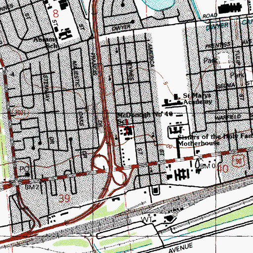 Topographic Map of Barbara Jordan Elementary School (historical), LA