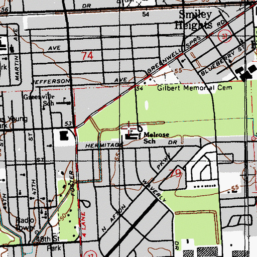 Topographic Map of Melrose Elementary School, LA