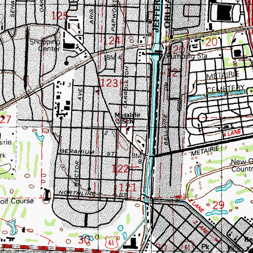 Topographic Map of Metairie Academy for Advanced Studies School, LA