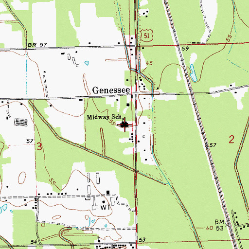 Topographic Map of Midway Elementary School, LA