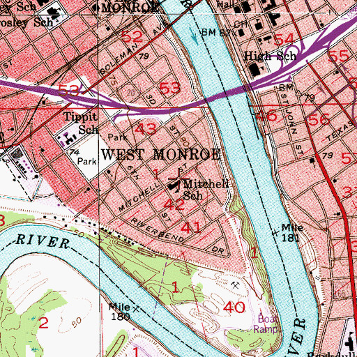 Topographic Map of Mitchell Elementary School (historical), LA