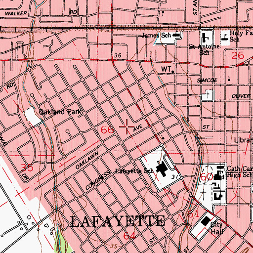 Topographic Map of Myrtle Place Elementary School, LA