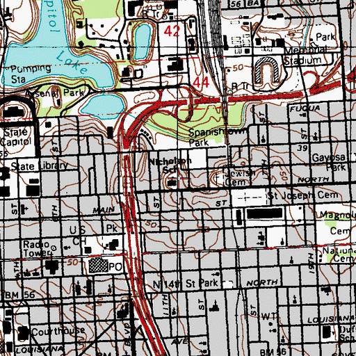 Topographic Map of Nicholson Elementary School, LA