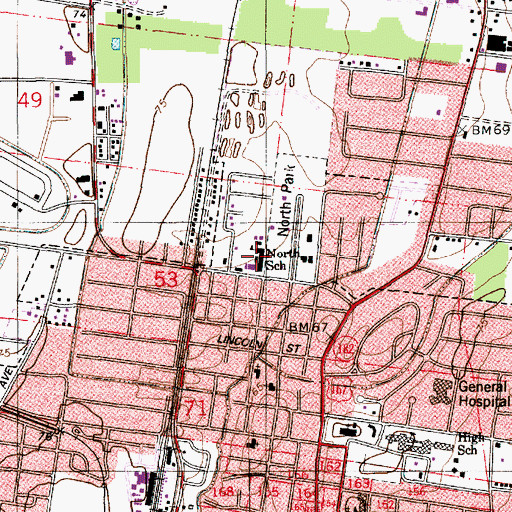 Topographic Map of North Elementary School, LA