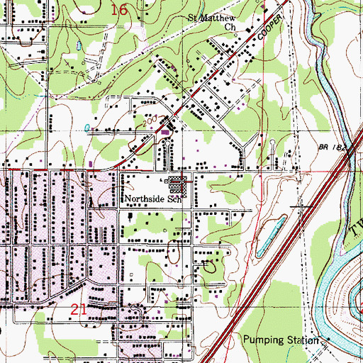 Topographic Map of Northside Elementary School, LA
