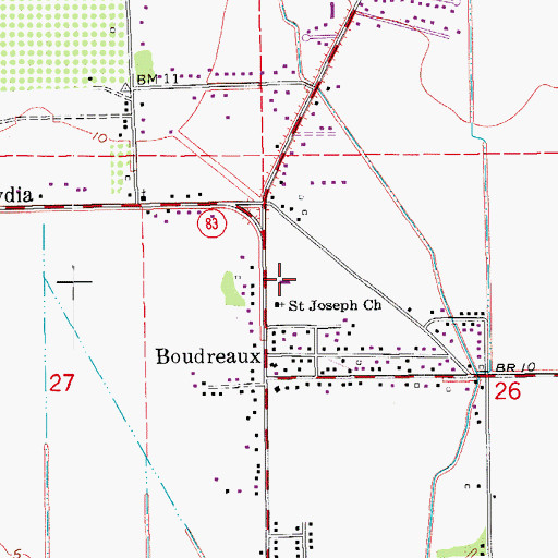 Topographic Map of Peebles Elementary School, LA