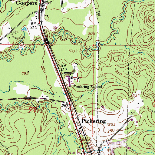 Topographic Map of Pickering High School, LA
