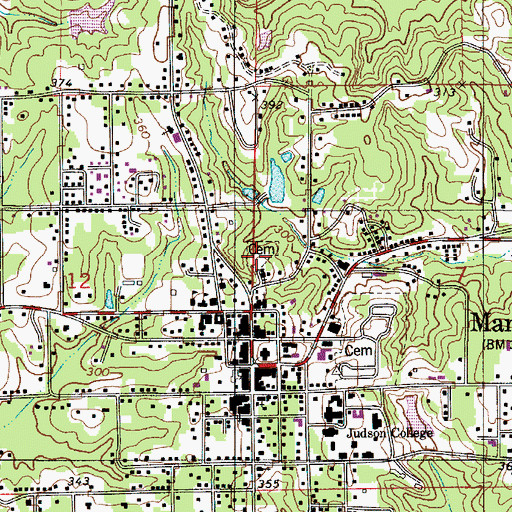 Topographic Map of Saint Wilfrids Cemetery, AL
