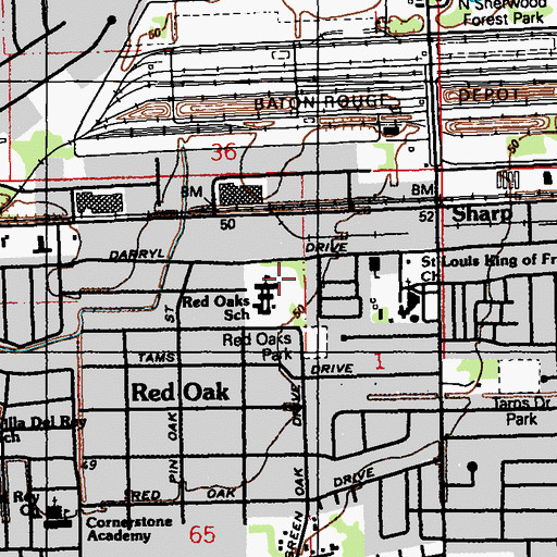 Topographic Map of Red Oaks Elementary School, LA