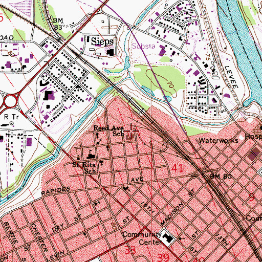 Topographic Map of Julius Patrick Elementary School, LA