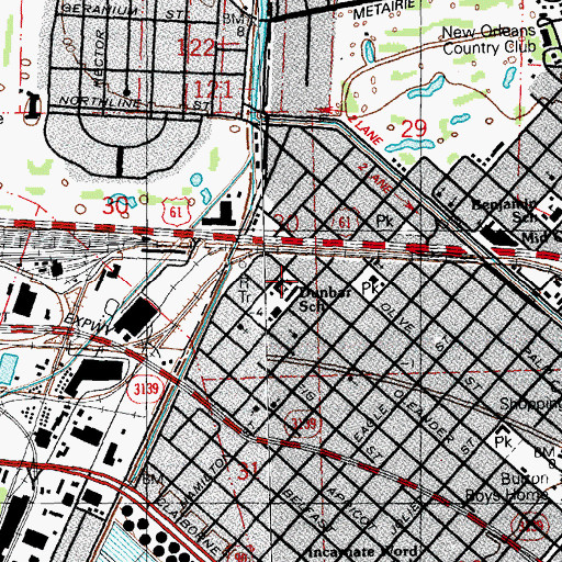 Topographic Map of KIPP Believe College Preparatory School, LA