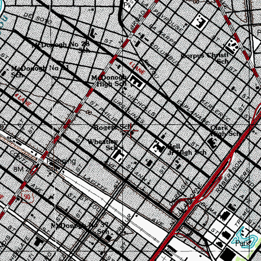 Topographic Map of William O Rogers Elementary School (historical), LA