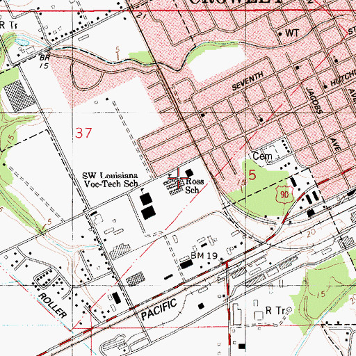 Topographic Map of Ross Elementary School, LA