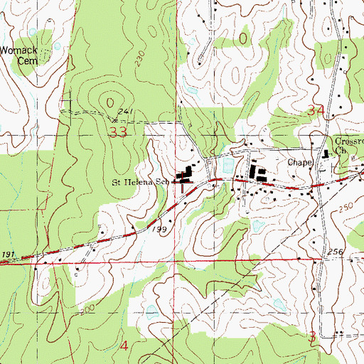 Topographic Map of Saint Helena Arts and Technology Academy, LA