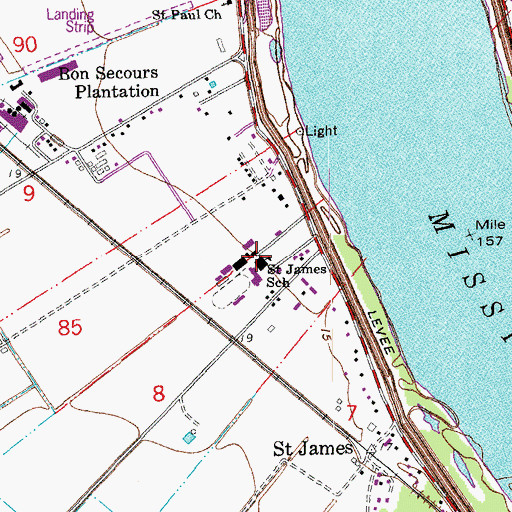 Topographic Map of Saint James High School, LA