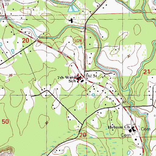 Topographic Map of Seventh Ward Elementary School, LA