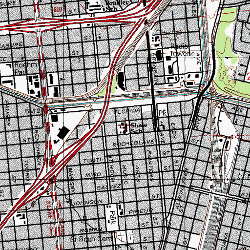 Topographic Map of John A Shaw, Elementary School (historical), LA